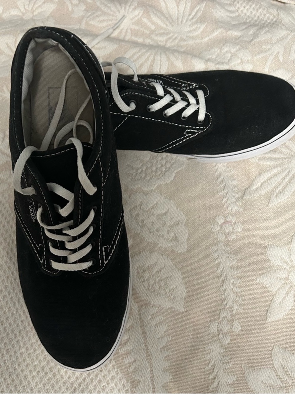 Vans Black Low-Top Vans Sneakers with White Laces